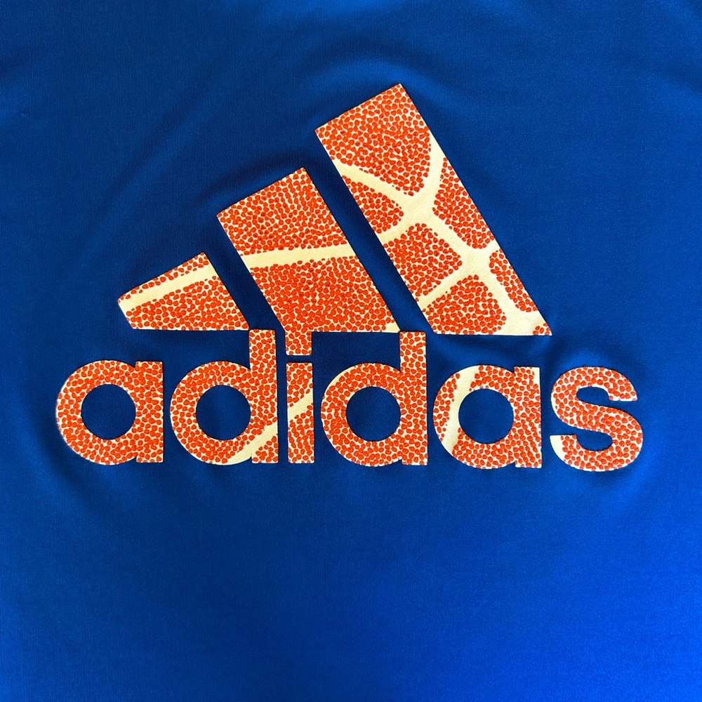 adidas Climalite Boy T-Shirt XL 18 Blue Graphic Print Logo Sports Outdoor School - Picture 7 of 15